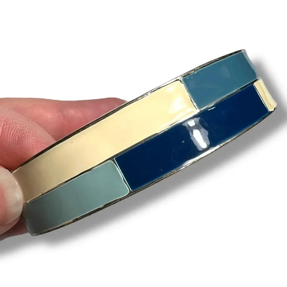 Womens Bangle Cuff Bracelet Fashion Jewelry Blue Cream Silver
